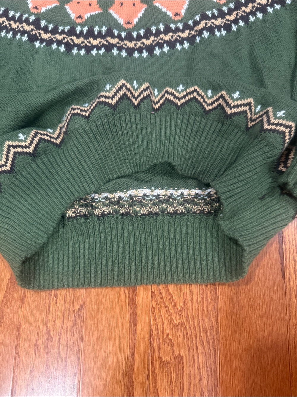 Woodland Fox Fair Isle Sweater | Forest Green Cozy Knit Pullover - Picture 12 of 13